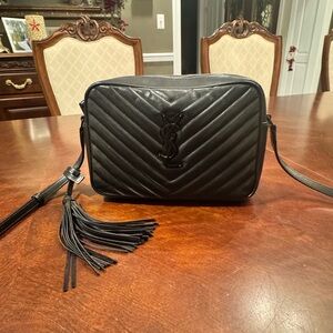 Saint Laurent Lou Camera Crossbody Bag - rare black on black color!